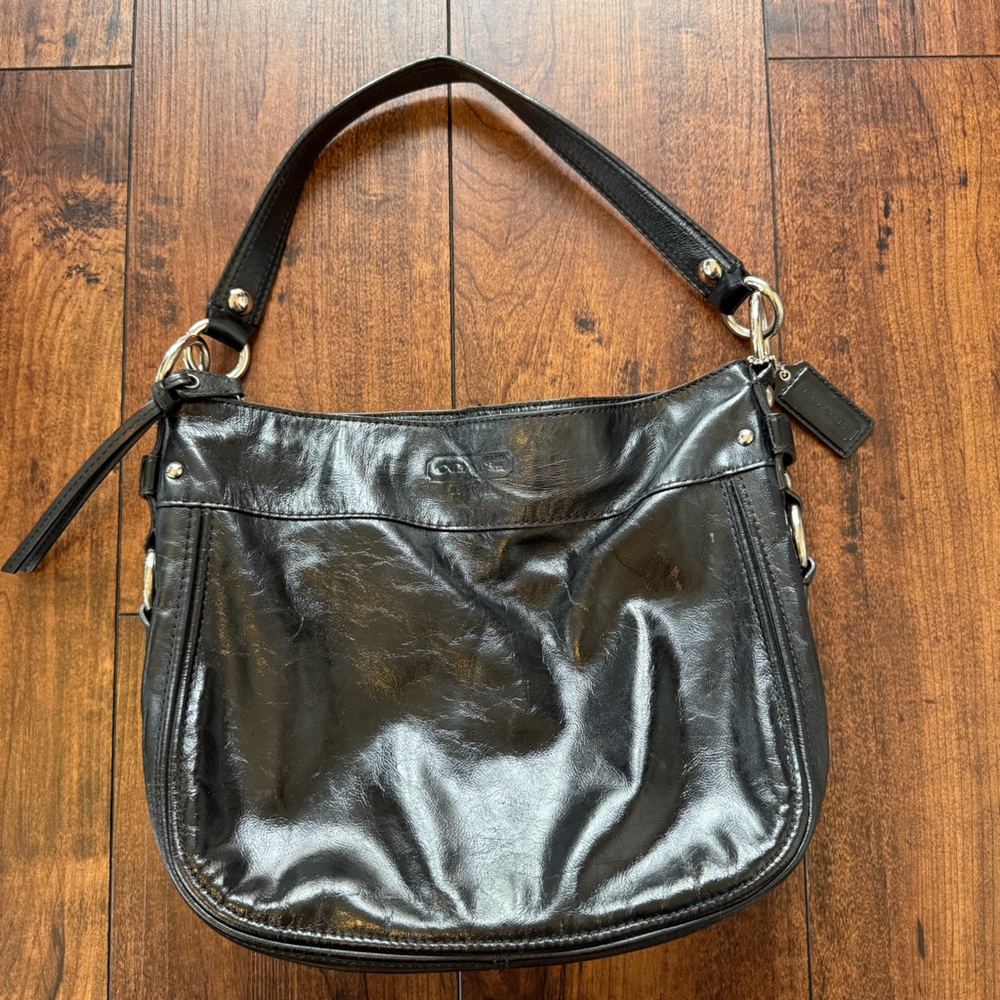 Vintage Black Leather Coach Bag